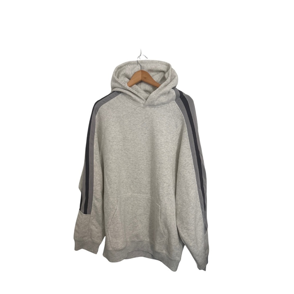 Gray Hoodie with Black Stripes